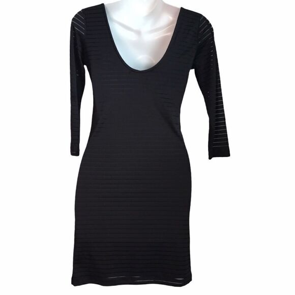 Forever 21 Black Striped Scoop Neck Bodycon Mini Dress Small - Picture 10 of 15